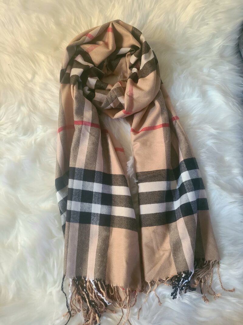 Checked Brown plaid  scarf - Image 2